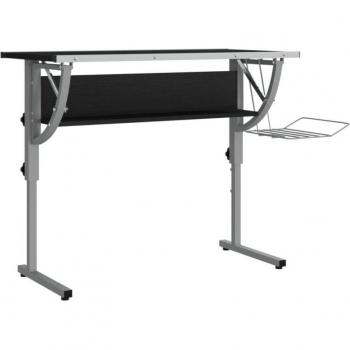 Mesa de Dibujo Multifuncional de Madera y Acero Negro y Gris 110x53x(58-87) cm