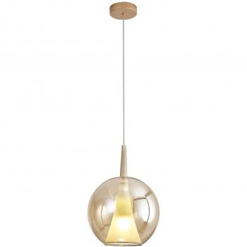 Lámpara colgante ELSA de cristal dorado Ø 25 cm, 1 luz, bronce