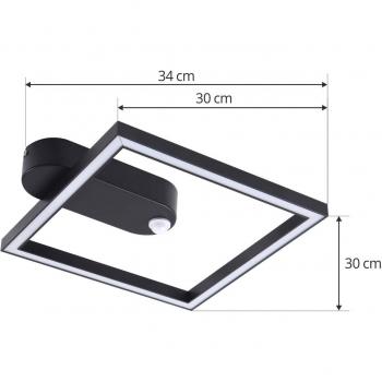 Plafón LED Yulla negro con detector de movimiento de aluminio