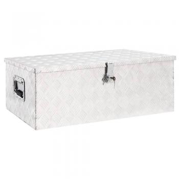 vidaXL Storage Box Silver 90x47x33.5 cm Aluminium