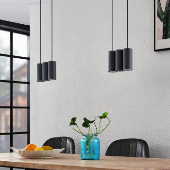 Lámpara colgante Cesur de Lucande, moderna, 6 luces, color negro, material metal, para salón y comedor, utiliza bombillas GU10
