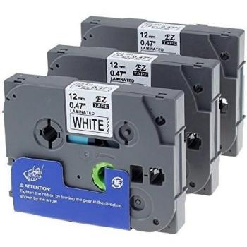 Unistar – Cintas de Etiquetas Compatible para Usar en Lugar de Brother TZe-231 Negro sobre Blanco 12mm x 8m para Brother P-Touch 1000W 1010 1090 1830VP 2030VP, Pack de 3