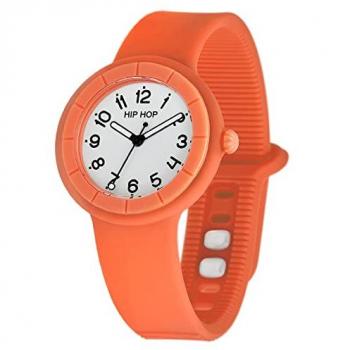 Reloj de Mujer Hip Hop Hero.DOT Blanco con Correa de Silicona Naranja y Movimiento de Cuarzo HWU1130