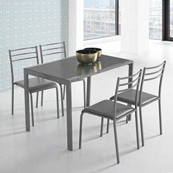 Conjunto de mesa y 4 sillas alfa  en color gris