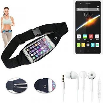 Cinturón de bandolera bolso de la cintura bolsa para Cubot S500, negro + auriculares. Aptitud del deporte de la cubierta a prueba de lluvia Ejercicio corriente - K-S-Trade