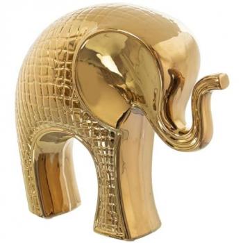 Figura Decorativa Elefante Dorado de Cerámica Alexandra House Living