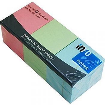 Pack de 12 blocs de notas adhesivas reposicionables pastel 40x50 mm 100 hojas