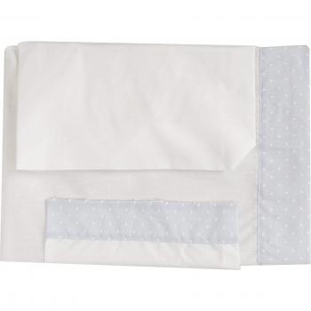 Juego de Sábanas para Minicuna 50 x 80 cm Babyline Plumeti Celeste, compuesto por sábana bajera, sábana encimera y funda de almohada, fabricado en algodón hipoalergénico