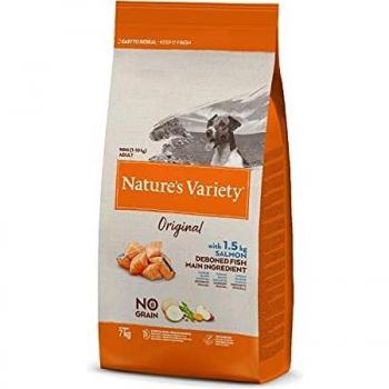 Nature's Variety Original No Grain - Pienso para perros adultos mini con salmón sin espinas 7 Kg