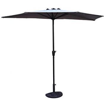 MaxxGarden Sombrilla Semicircular Ø 270 cm - Parasol para Pared de Jardín con Manivela y Mástil de Aluminio de Ø38 mm – para Terraza, Balcón – Base no incluida - Negro
