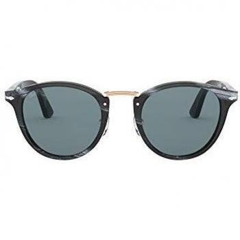 Persol Men's 0PO3108S Sunglasses, Black Horn/Blue, 49