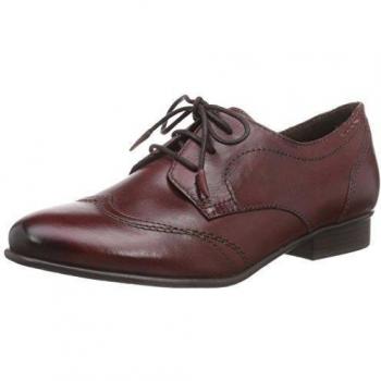 Tamaris 23203 - zapatos con cordones de cuero mujer, color rojo, talla 38