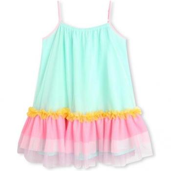 Vestido de niña de tirantes con volantes en azul de Billieblush
