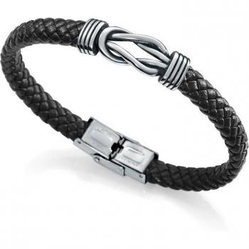 Pulsera Viceroy Fashion Air 1304P01010 de Acero con Nudes y Piel Negra Trenzada para Hombre