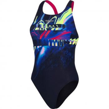 Bañador de mujer Speedo Placement Digital Powerback negro azul - Talla 28