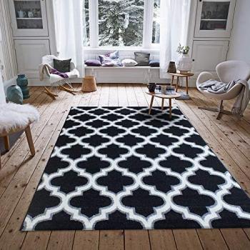 Homemania Alfombra Hecha a máquina con 5 Impresiones, Moderna, Negro, Gris, Crema, de Polipropileno, 150 x 230 cm