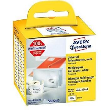 Etiquetas en Rollo Avery Zweckform AS0722440, 54 x 70 mm, 320 Etiquetas, Blancas, Autoadhesivas
