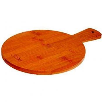 Tabla Cortar Cocina Redonda Hecha En Madera De Bambu 100% Con Mango Ø26x36 cm.Tabla Cortar,Carne Pescado,Verdura,Fruta,Alimentos