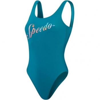 Bañador Speedo Logo Deep U-Back azul turquesa mujer - 36
