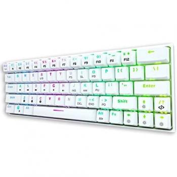 Dierya Teclado mecánico para Juegos 60% True RGB con retroiluminación Bluetooth 4.0 con Cable/inalámbrico LED Teclado de computadora para de Dispositivos múltiples portátil