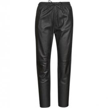 Oakwood Women's Kyoto Black Leather Drawstring Trousers - 5-Pocket Design, Size L