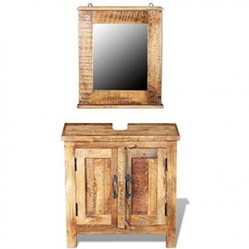 vidaXL Bathroom Vanity Cabinet with Mirror Solid Mango Wood