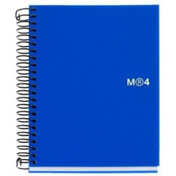 Miquelrius - Cuaderno Espiral Microperforado, Cubierta Polipropileno Opaco, Tamaño A7 74 x 105 mm, Sin Taladros, 100 Hojas de 70 g/m² y 4 Franjas de Color, Cuadrícula de 5 mm, color Azul