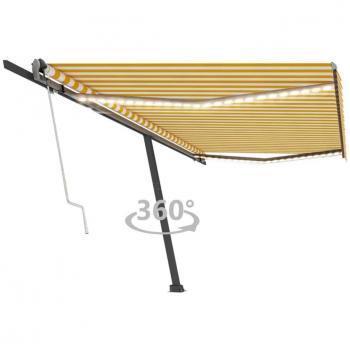 Toldo automático LED sensor de viento amarillo blanco 500x300cm