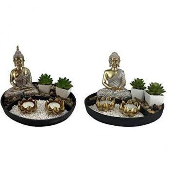 Figura Decorativa DKD Home Decor 26 x 26 x 18 cm Oriental Jardín (2 Unidades)