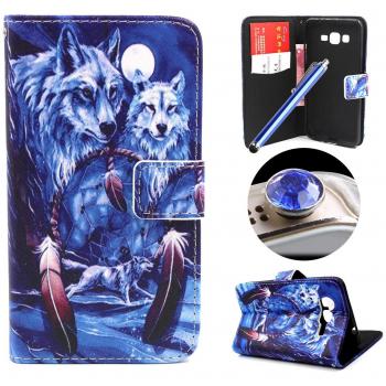 Etche Funda Carcasa Cuero Tapa para Samsung Galaxy Grand Prime SM-G530,PU Cuero Funda Wallet Soporte Carcasa Case Cover tirón con el caso Cierre Magnético y función de soporte para Samsung Galaxy Grand Prime SM-G530,Lindo mariposa Flor Impreso Funda pa