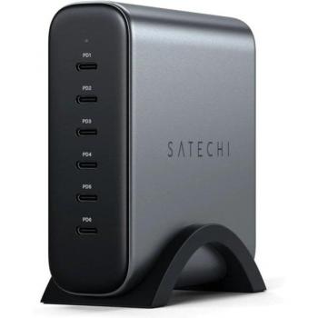 Satechi Cargador GaN USB-C 6 Puertos 200W PD Gris