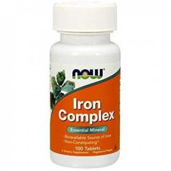 NOW Foods Iron Complex 100 Tablets - Vegan, 27mg