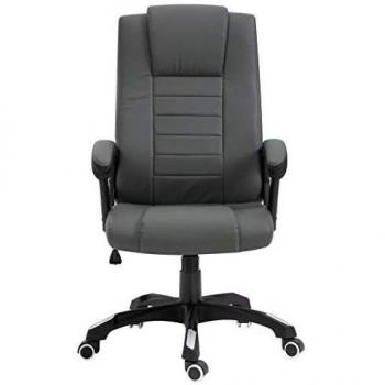 vidaXL Silla de Oficina de Cuero Sintético Asientos Mobiliario Oficina Consolas Video Juegos Hogar Dormitorio Habitación Estudio Casa Gris Antracita