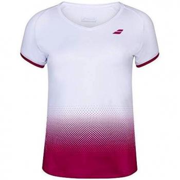 Babolat Compete Cap Sleeve Top W Camiseta, Mujer, White/Vivacious Red, S