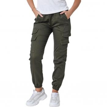 Project X Paris Women's Multi-Pocket Cargo Pants in Dark Olive, Size S
