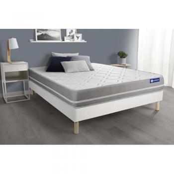 Pack Actisom Somier blanco + colchón con muelles ensacados 135 x 190 cm, incluye somier multiláminas y colchón de muelles ensacados con 3 zonas de confort