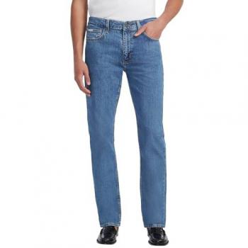 Mid Rise Straight Fit Blue Cotton Jeans for Men