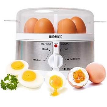 Cocedor Eléctrico de Huevos Duronic EB35 - Capacidad para 7 Huevos, 350W, con Termostato y Minutero para Huevos Duros, Mollet y Pasados por Agua