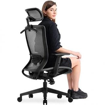 COMHOMA Silla Escritorio Oficina Ergonómica Ordenador de Malla Giratoria con Soporte Lumbar Ajustable y un Diseño de Percha Trasera