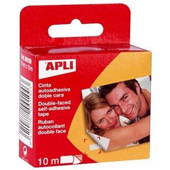 APLI 100 - Rollo cinta adhesiva doble cara, 12 mm x 10 m