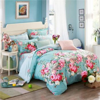Estilo rústico 100% algodón patrón de flores Juegos de fundas para edredón