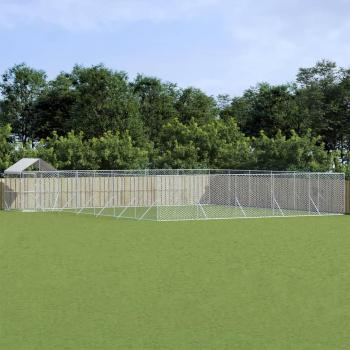 Outdoor Dog Kennel with Roof Silver 12x12x2.5m Galvanised Steel