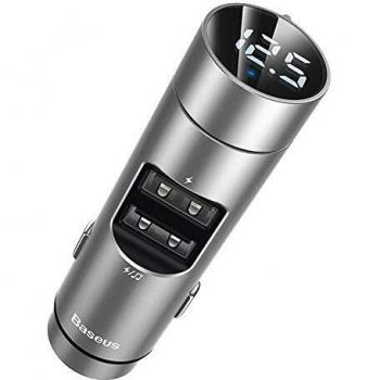 BASEUS ENERGY COLUMN QC3.0 CAR CHARGER / BLUETOOTH FM TRANSMITTER - SILVER