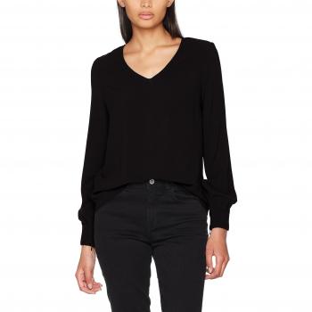 VILA CLOTHES Vicallie L/s Top/Gv, Camisa Manga Larga para Mujer, Negro