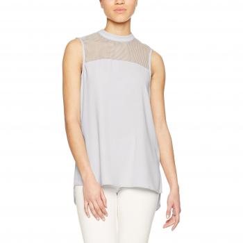 ONLY Onlcherry S/l Highneck Top Solid Wvn, Camiseta sin Mangas para Mujer, Gris