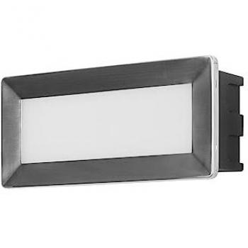 Lámpara Empotrable de Pared LED Rectangular 205mm para Jardín y Terraza en Acero Inoxidable, Luz Neutra 4000K, IP65