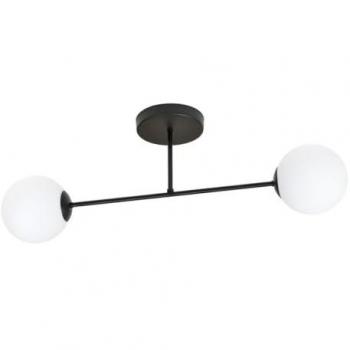 Lámpara de Techo Roma - Acero Negro y Blanco con Vidrio, 55x23x14 cm