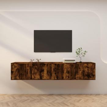 Mueble de TV de Pared 2 Piezas Roble Ahumado 100x34,5x40 cm