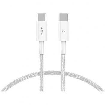 Cable USB-C a USB-C Ksix 65W Trenzado 1m Blanco, Compatible Power Delivery y Carga Ultra Rápida