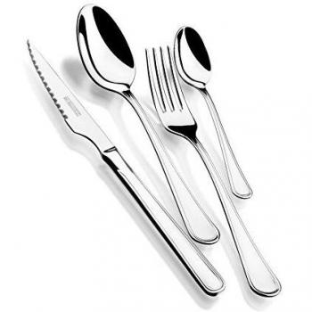Monix Braisogona_M125974 Manila - Set de 24 piezas de acero inox 18/10 con chuletero, color gris